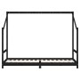 Black pine wood children's bed frame 90x200 cm by vidaXL, Cribs and beds for children - Ref: Foro24-835705, Price: 101,64 €, ...