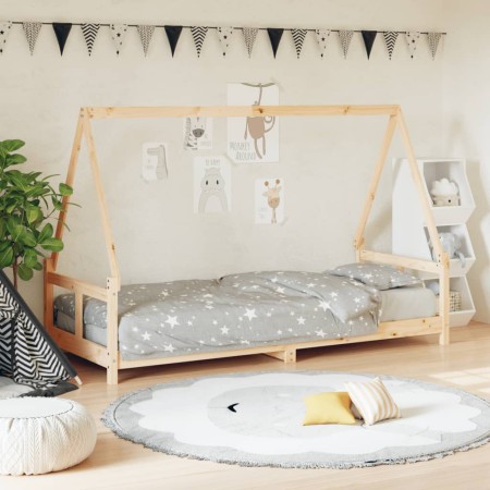 Solid pine wood bed frame for children 80x200 cm by vidaXL, Cribs and beds for children - Ref: Foro24-834450, Price: 76,98 €,...