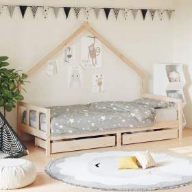 Estructura de cama para niños con cajones madera pino 90x200 cm de vidaXL, Cunas y camas para niños - Ref: Foro24-834552, Pre...