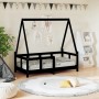 Estructura de cama para niños madera de pino negro 70x140 cm de vidaXL, Cunas y camas para niños - Ref: Foro24-834458, Precio...