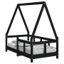 Estructura de cama para niños madera de pino negro 70x140 cm de vidaXL, Cunas y camas para niños - Ref: Foro24-834458, Precio...