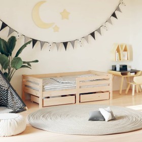 Estructura de cama para niños con cajones madera pino 70x140 cm de vidaXL, Cunas y camas para niños - Ref: Foro24-834441, Pre...