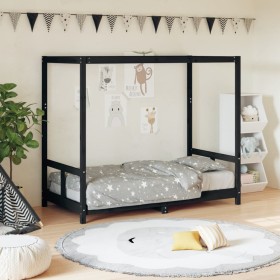 Bed frame for children made of black pine wood 80x160 cm by vidaXL, Cribs and beds for children - Ref: Foro24-834515, Price: ...