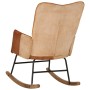 Genuine Leather and Brown Canvas Rocking Chair by vidaXL, Rocking chairs - Ref: Foro24-339691, Price: 119,66 €, Discount: %