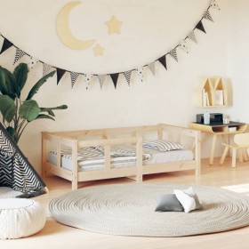 Estructura de cama para niños madera maciza de pino 70x140 cm de vidaXL, Cunas y camas para niños - Ref: Foro24-834426, Preci...