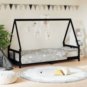 Bettgestell für Kinder Kiefernholz schwarz 80x200 cm von vidaXL, Kinderbetten und Betten für Kinder - Ref: Foro24-834452, Pre...