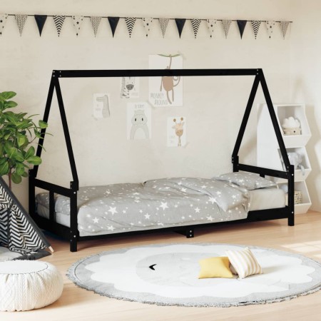 Children's bed frame made of black pine wood 80x200 cm by vidaXL, Cribs and beds for children - Ref: Foro24-834452, Price: 13...