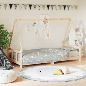 Estructura de cama infantil madera maciza de pino 90x190 cm de vidaXL, Cunas y camas para niños - Ref: Foro24-834462, Precio:...