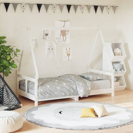 Estructura de cama para niños madera de pino blanco 80x160 cm de vidaXL, Cunas y camas para niños - Ref: Foro24-834460, Preci...