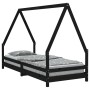 Estructura de cama para niños madera de pino negro 90x200 cm de vidaXL, Cunas y camas para niños - Ref: Foro24-834485, Precio...