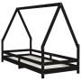 Estructura de cama para niños madera de pino negro 90x200 cm de vidaXL, Cunas y camas para niños - Ref: Foro24-834485, Precio...