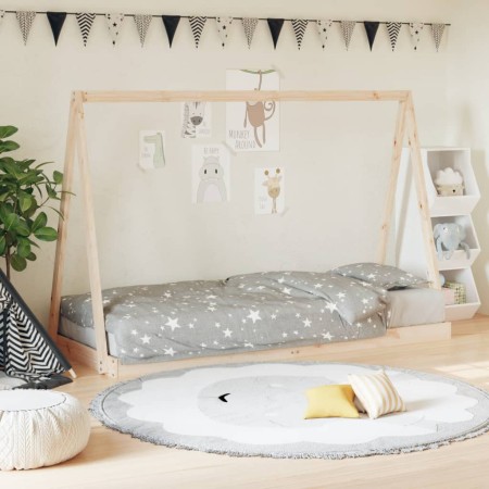 Solid pine wood bed frame for children 80x200 cm by vidaXL, Cribs and beds for children - Ref: Foro24-834534, Price: 85,99 €,...