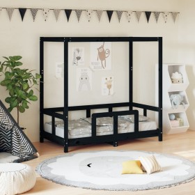 Estructura de cama para niños madera de pino negro 70x140 cm de vidaXL, Cunas y camas para niños - Ref: Foro24-834512, Precio...