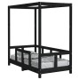 Estructura de cama para niños madera de pino negro 70x140 cm de vidaXL, Cunas y camas para niños - Ref: Foro24-834512, Precio...