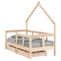 Children's bed frame with pine wood drawers 70x140 cm by vidaXL, Cribs and beds for children - Ref: Foro24-834540, Price: 89,...