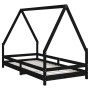 Estructura de cama para niños madera de pino negro 90x190 cm de vidaXL, Cunas y camas para niños - Ref: Foro24-834494, Precio...