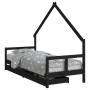 Estructura de cama niños con cajones madera pino negro 80x200cm de vidaXL, Cunas y camas para niños - Ref: Foro24-834551, Pre...