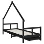 Estructura de cama niños con cajones madera pino negro 80x200cm de vidaXL, Cunas y camas para niños - Ref: Foro24-834551, Pre...