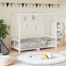 Estructura de cama para niños madera de pino blanco 80x160 cm de vidaXL, Cunas y camas para niños - Ref: Foro24-834514, Preci...