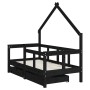 Estructura de cama niños con cajones madera pino negro 70x140cm de vidaXL, Cunas y camas para niños - Ref: Foro24-834542, Pre...