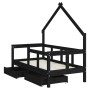 Estructura de cama niños con cajones madera pino negro 70x140cm de vidaXL, Cunas y camas para niños - Ref: Foro24-834542, Pre...