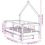 Kinderbettgestell mit Schubladen aus schwarzem Kiefernholz, 70 x 140 cm von vidaXL, Kinderbetten und Betten für Kinder - Ref:...