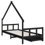 Children's bed frame with drawers made of black pine wood 90x190 cm by vidaXL, Cribs and beds for children - Ref: Foro24-8345...