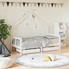 Children's bed frame and white pine wood drawers 80x160 cm by vidaXL, Cribs and beds for children - Ref: Foro24-834544, Price...