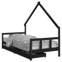 Estructura de cama niños con cajones madera pino negro 90x200cm de vidaXL, Cunas y camas para niños - Ref: Foro24-834554, Pre...