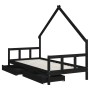 Children's bed frame with black pine wood drawers 90x200cm by vidaXL, Cribs and beds for children - Ref: Foro24-834554, Price...