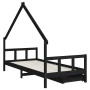 Children's bed frame with black pine wood drawers 90x200cm by vidaXL, Cribs and beds for children - Ref: Foro24-834554, Price...