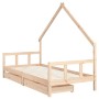 Children's bed frame with pine wood drawers 90x190 cm by vidaXL, Cribs and beds for children - Ref: Foro24-834546, Price: 130...