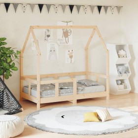 Estructura de cama para niños madera maciza de pino 70x140 cm de vidaXL, Cunas y camas para niños - Ref: Foro24-835721, Preci...