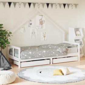 Children's bed frame with white pine wood drawers 80x200 cm by vidaXL, Cribs and beds for children - Ref: Foro24-834550, Pric...