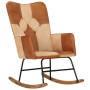 Genuine Leather and Brown Canvas Rocking Chair by vidaXL, Rocking chairs - Ref: Foro24-339691, Price: 119,66 €, Discount: %