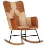 Genuine Leather and Brown Canvas Rocking Chair by vidaXL, Rocking chairs - Ref: Foro24-339691, Price: 119,66 €, Discount: %