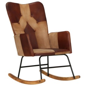 Genuine Leather and Brown Canvas Rocking Chair by vidaXL, Rocking chairs - Ref: Foro24-339692, Price: 97,99 €, Discount: %