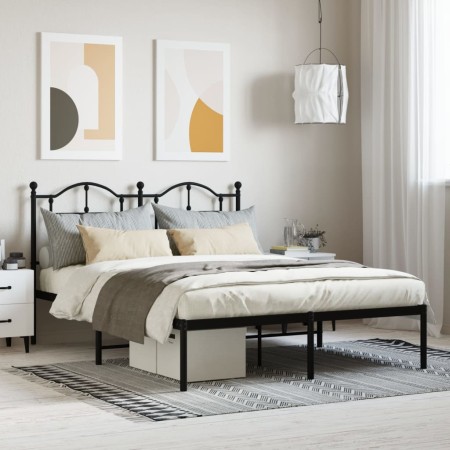 Estructura de cama con cabecero metal negro 140x200 cm de vidaXL, Camas y somieres - Ref: Foro24-353440, Precio: 118,99 €, De...