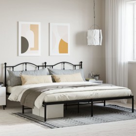 Bed frame with black metal headboard 200x200 cm by vidaXL, Beds and slatted bases - Ref: Foro24-353446, Price: 134,92 €, Disc...