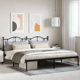 Bed frame with black metal headboard 193x203 cm by vidaXL, Beds and slatted bases - Ref: Foro24-353445, Price: 133,99 €, Disc...