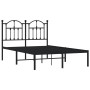 Estructura de cama con cabecero metal negro 120x190 cm de vidaXL, Camas y somieres - Ref: Foro24-353436, Precio: 115,29 €, De...