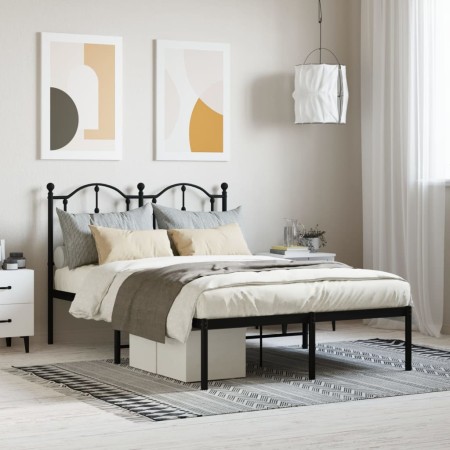 Bed frame with black metal headboard 120x200 cm by vidaXL, Beds and slatted bases - Ref: Foro24-353437, Price: 115,99 €, Disc...