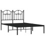 Bed frame with black metal headboard 120x200 cm by vidaXL, Beds and slatted bases - Ref: Foro24-353437, Price: 115,99 €, Disc...