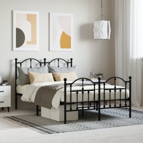 Black metal headboard and footboard bed frame 120x200 cm by vidaXL, Beds and slatted bases - Ref: Foro24-353455, Price: 139,9...