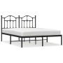 Bed frame with black metal headboard 140x190 cm by vidaXL, Beds and slatted bases - Ref: Foro24-353439, Price: 120,36 €, Disc...