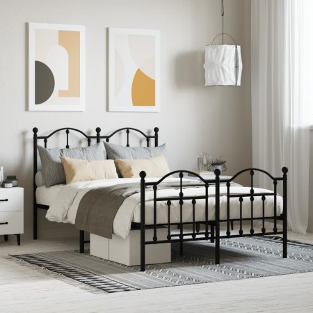 Bed frame with headboard and footboard black metal 120x190 cm by vidaXL, Beds and slatted bases - Ref: Foro24-353454, Price: ...