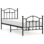 Bed frame with headboard and black metal footboard 80x200 cm by vidaXL, Beds and slatted bases - Ref: Foro24-353448, Price: 9...