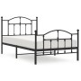 Bed frame with headboard and black metal footboard 100x190cm by vidaXL, Beds and slatted bases - Ref: Foro24-353451, Price: 9...