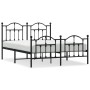 Black metal headboard and footboard bed frame 140x200 cm by vidaXL, Beds and slatted bases - Ref: Foro24-353458, Price: 142,9...