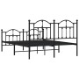 Black metal headboard and footboard bed frame 140x200 cm by vidaXL, Beds and slatted bases - Ref: Foro24-353458, Price: 142,9...